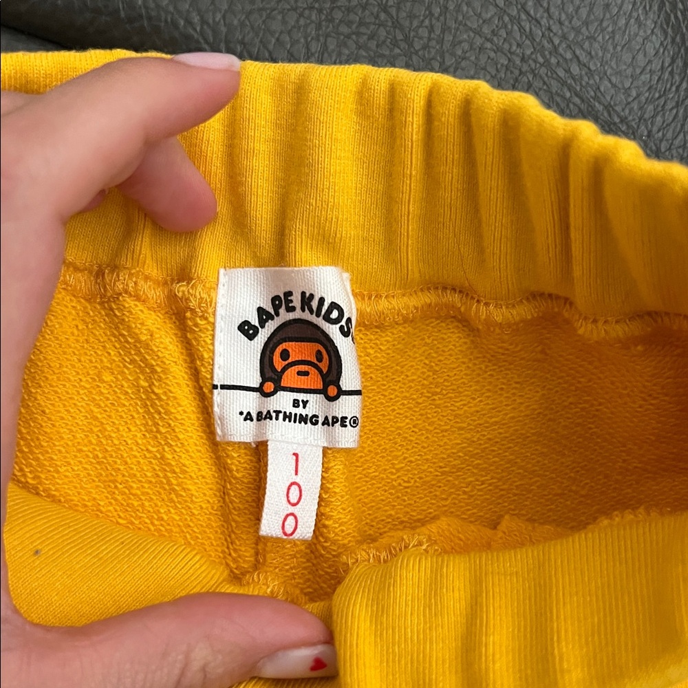 Yellow Kids BAPE Shorts with Shark Design - Picture 2 of 2